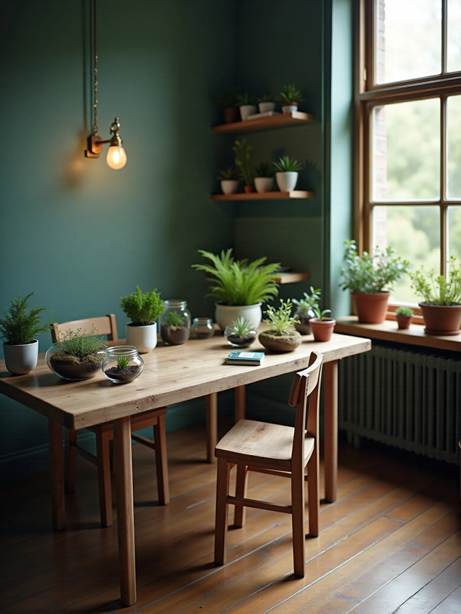 Small planted terrarium viewed from above